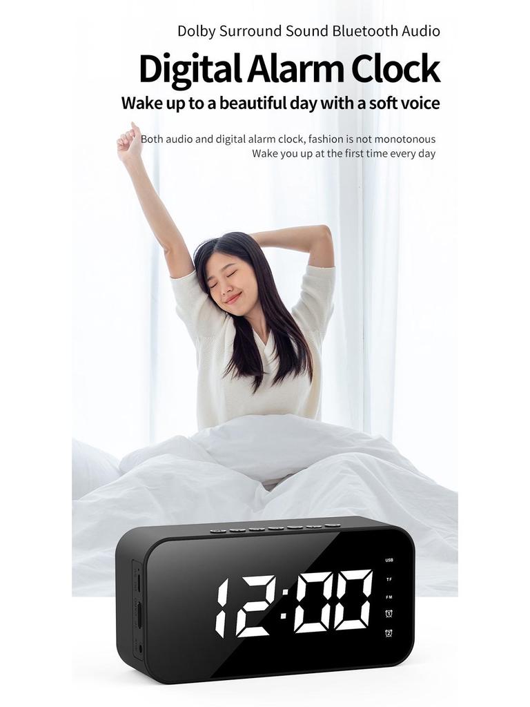 Głośnik Bluetooth S15 Budzik z Długą Żywotnością Baterii, Jakość Dźwięku Hi-Fi, Karta TF i Radio