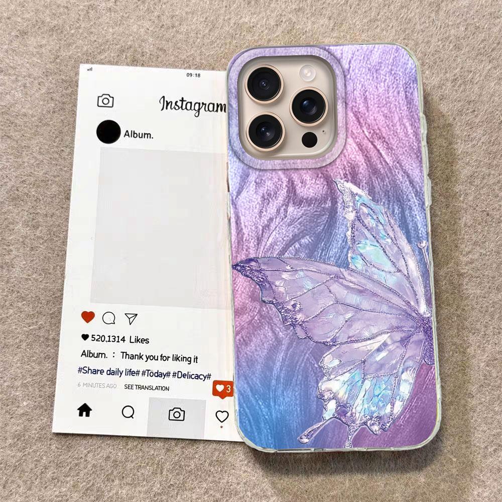 Purple Butterfly Phone Cases For Apple iphone 16 15 14 13 Pro Max 7 16e 16plus Girls Schmetterlinge Silicone Couple Fundas Cover