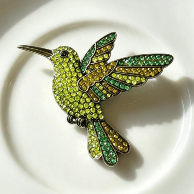 Sparkling Rhinestone Hummingbird Brooch Shiny Multicolor Design Ideal For Daily Wear Party Jewelry Gift For Women