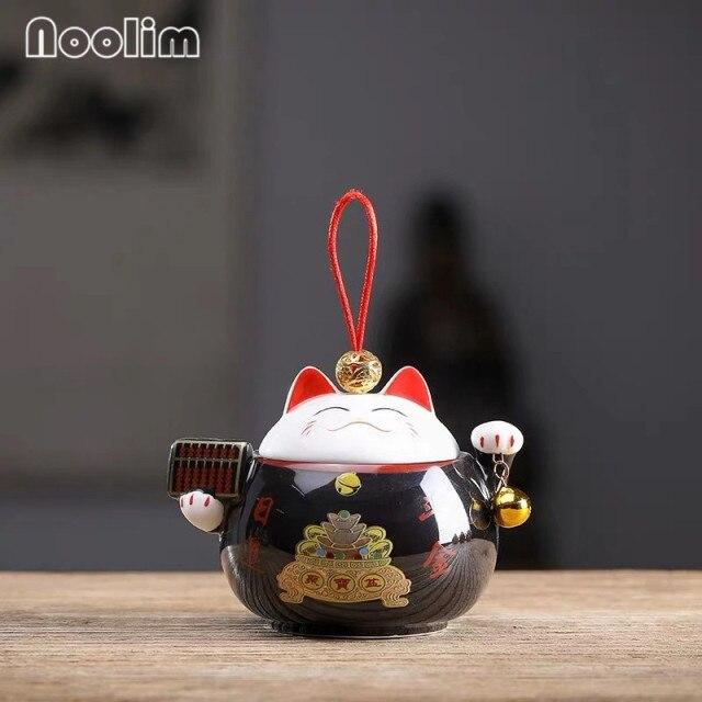 

Lucky Cute Cat Caddy Керамическая герметичная банка в форме животного Дорожная портативная банка для специй Кухонный небольшой резервуар для хранения A