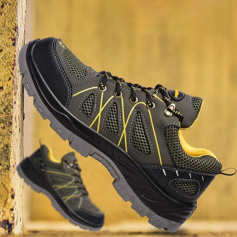 Oulylan Anti-smash Steel Toe Labor Shoes Light Comfort Male Safety Footwear Breathable Wear-resistant Work Protection Sneakers