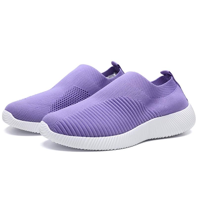 Einfarbige Sneakers für Damen, atmungsaktives Mesh-Gewebe, leichte Outdoor-Laufschuhe mit niedrigem Schaft, Sport-Socken