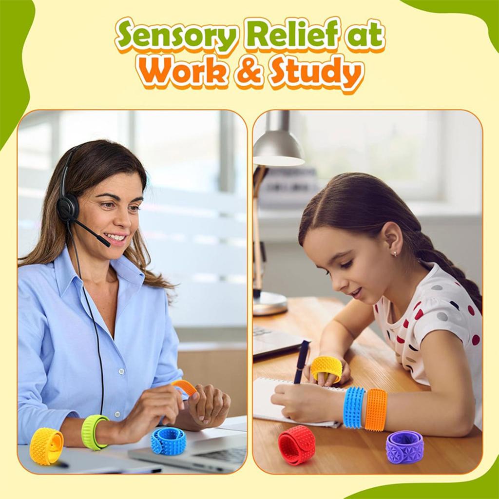 6PCS Silicone Sensory Slap Wristband Kids Anxiety Calming Toy With Texture Design For Emotional Soothing Soothing Toy
