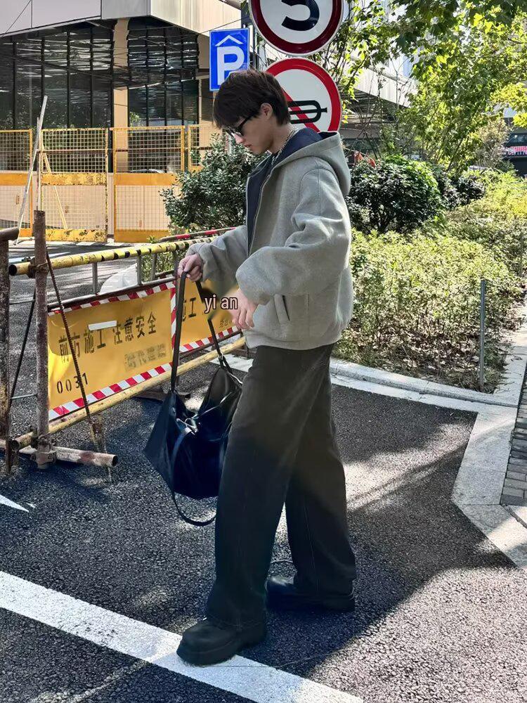 Unisex Heavyweight Trendy 2025 Hoodie – Autumn Corridor Style High Street Casual Sweatshirt