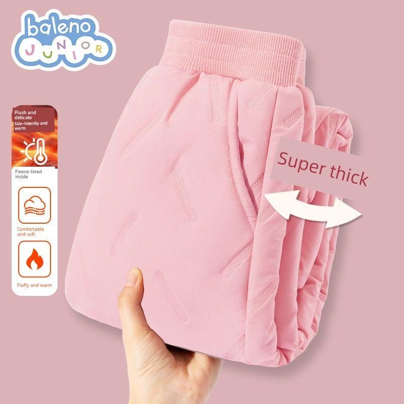 Baleno Kids Boys  Fleece-Lined Pants Winter 2025 New Warm Integrated Fleece Cotton Pants Children s Thickened Long Pants Powder#Solid Color 120