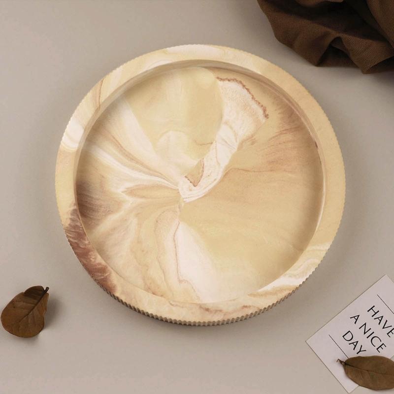 Stripe Round Dish Mold Concrete Casting Mold Flowerpot Base Silicone Mold DIY Gypsum Crafts Tray Tool Easy to Use