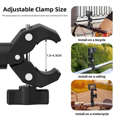 Lightweight 360 Degree Rotating Clamp Bracket for Bike Handlebar and For Motorcycle with Non Slip Locking and Silicone Pads