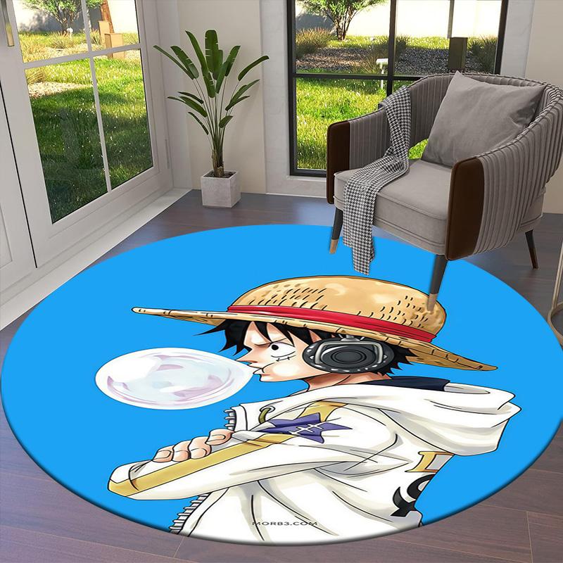 Luffy D Round Area Rug Carpet Rug For Living Room Bedroom Sofa Playroom Decor Nonslip Floor Mat