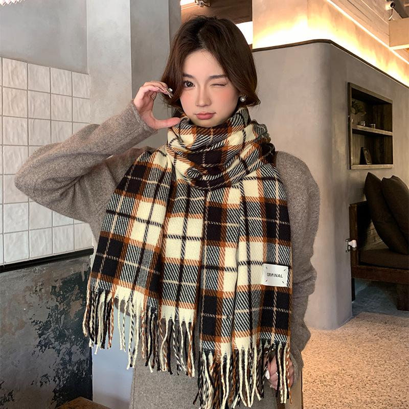 Autumn and Winter New Fashion Korean Striped Student Scarf Shawl Dual Purpose Women's Outer Wear Warm and Skin Friendly Scarf