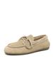 Women's Moccasins Casual Lace-Up Genuine Leather and Suede Loafers for Spring