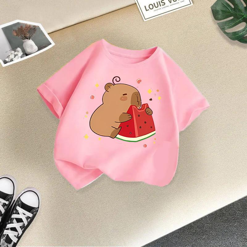 Children's Casual Short-sleeved T-shirt, Summer Boys' And Girls' Cute Capri Blouse