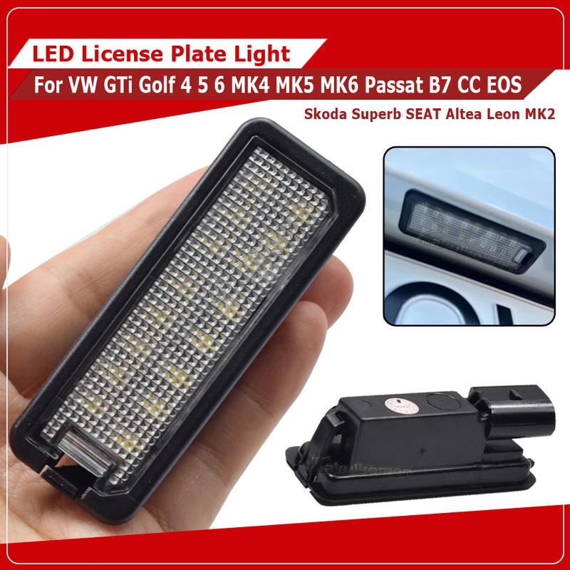 2pcs LED Number License Plate Light Lamp For VW Golf4/5/6/7 Passat B6 CC Eos Polo Superb Seat Leon Altea canbus no error White
