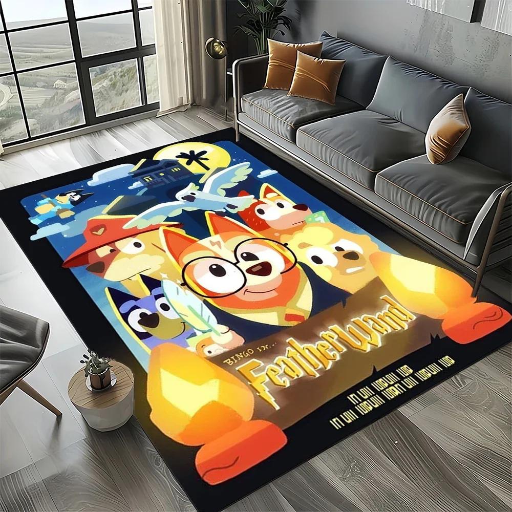 3D Print B-Blueys Family Cartoon Dog Carpet Rug for Living Room Bedroom Home Sofa Decoration,Kid Play Non-slip Floor Mat