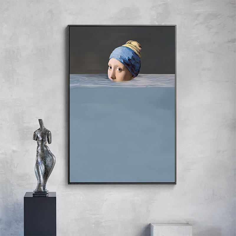 Lustige Parodie, kreatives europäisches Porträt-Poster, Leinwand, berühmtes Gemälde, Vintage-Wandkunst für Wohnzimmer, Heimdekoration