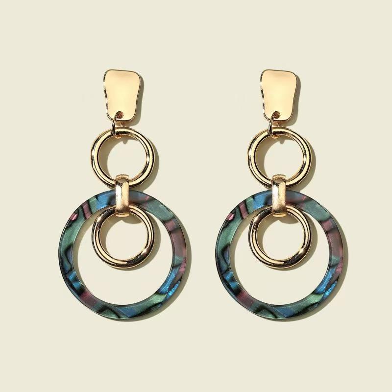 European & American Large Geometric Resin Hoop Earrings for Women: Irregular Design
