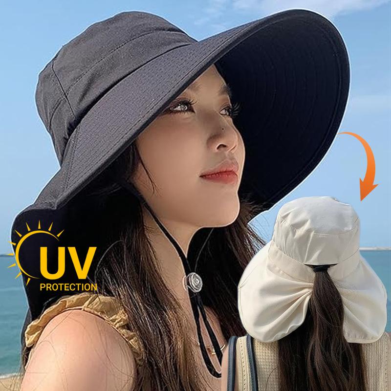 New Large Bucket Sun Protection Hat for Men Women Girls Fishing Purple Wide Brim Cap with Neck Cover Outdoors UV Protection