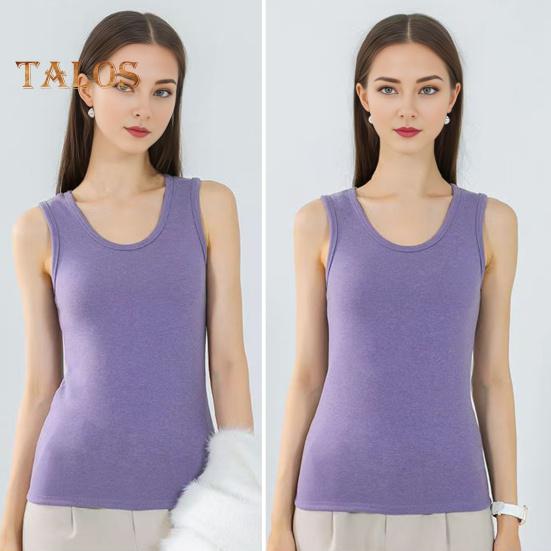 Zimní Dámská zateplená vesta Bezešvá Sametová Rychlá Temperature Lock Kulatý výstřih Slim Fit Elastická vnitřní nošení Bez rukávů Spodní část tílka