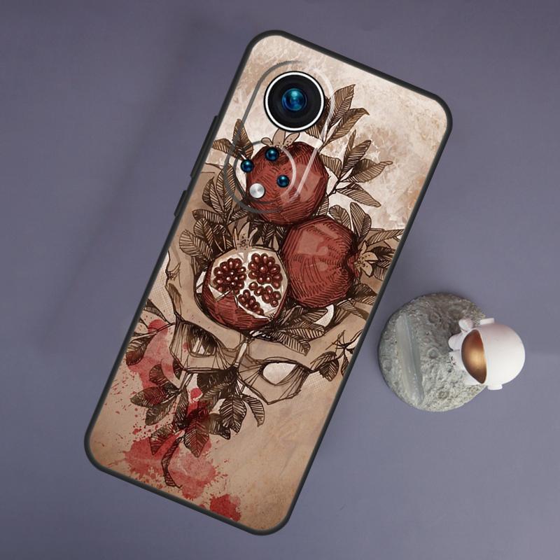 Food Fruit Red Pomegranate For Huawei Honor Magic 5 Lite 70 50 X8 X9 a P20 P30 P40 P50 P60 Pro P Smart Nova 9 5T Case
