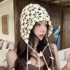 Autumn and Winter New Hand-crocheted Knitted Hat Children's Hollow Flower Pile Hat Sweet and Cute Fringed Headhat