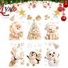 Festive Shop Window Decorations 6Pcs Christmas Clings, Xmas Reusable Double Sided Snowman Party Supplies Snowflake Clings for Home Decor Office