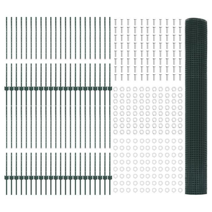 VidaXL Clôture en Fil Soudé avec 44 Poteaux U Verts 1x100 m Acier 3336545