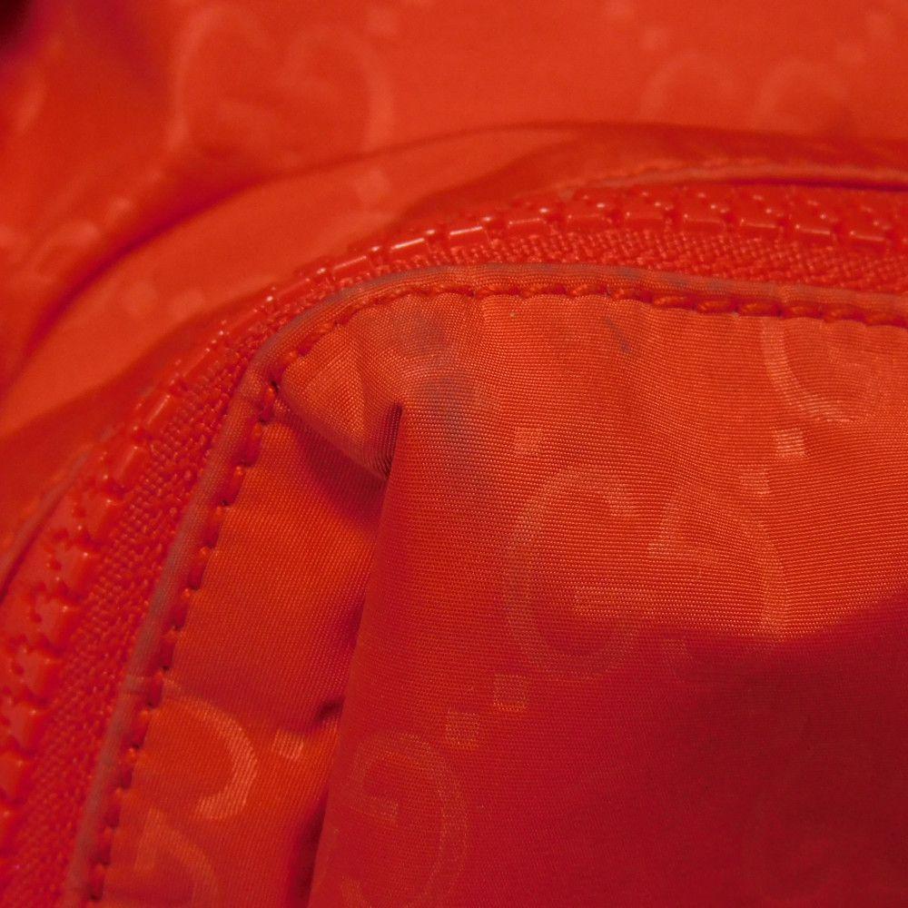 Used 9539 GG Nylon Daypack 387071 7927 Double G Calfskin Drawstring Logo Embossed Orange Red Men's from Japan AUTHENTIC