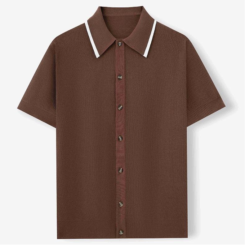Kurzarmhemden für Herren Atmungsaktive Button-Down-Poloshirt-Oberteile Strandurlaub Leichte Golf-Hemden mit Kragen Herren Sommer Freizeit Gestrickte Hemden