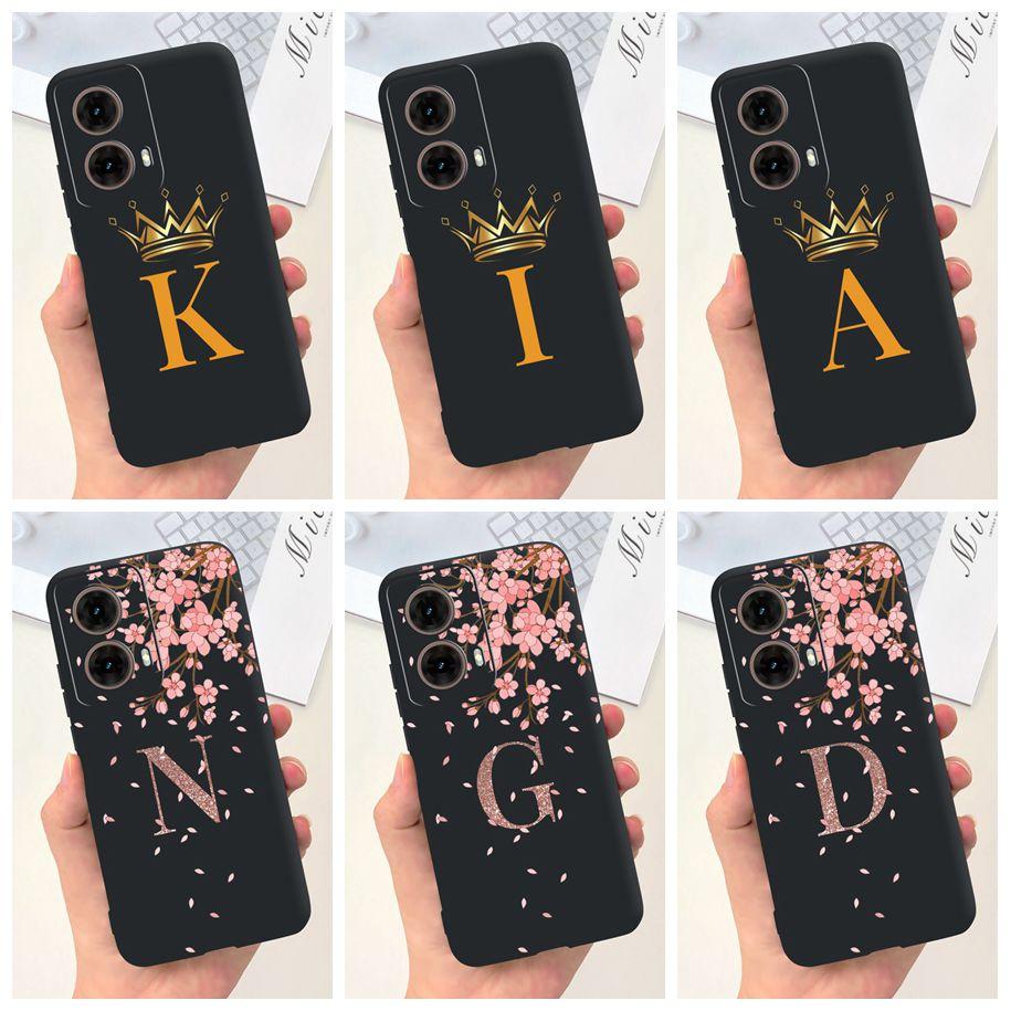 For Motorola Moto G85 Case 2024 New Luxury Initial Letters Soft Silicone Protective Cover For Moto G85 5G G 85 Shockproof Bumper