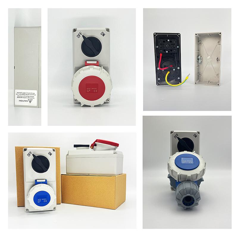 Waterproof CEE Socket 3Pin 32a Outlet Combination Switched Socket With Circuit Protection EV Charge Socket
