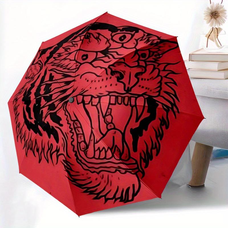 1pc Tiger Head Automatic Open/close Folding Umbrella, Compact Portable Travel Umbrella, Durable Construction yy250809101