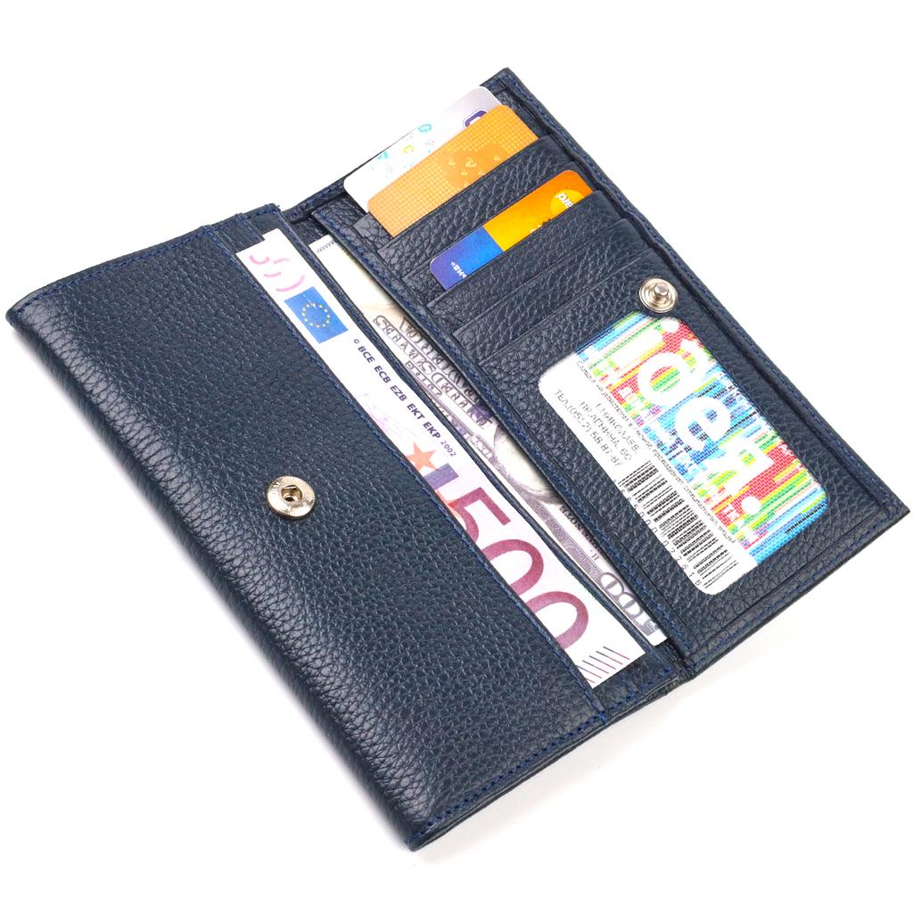 Women's Roomy Wallet Made of Genuine Leather CANPELLINI 21830 Blue