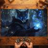Wolf Fox Warlock Blue Spell Mouse Pad TCG Playmat 35X60CM Magic Card Battle Mat Non-Slip Durable Stitched Edge Tabletop Playmat