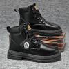 Mode Herren High Top Stiefel Mode Motorrad Knöchelstiefel Wasserdichte Lederstiefel für Herren Schnür-Plateau-Stiefel Große Größe Botas Hombre