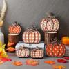 6pcs Vintage Pumpkin Autumn Orange Brown Tablecloth Placement Dining Centerpiece Faux Wood Party Farmhouse Home Decor