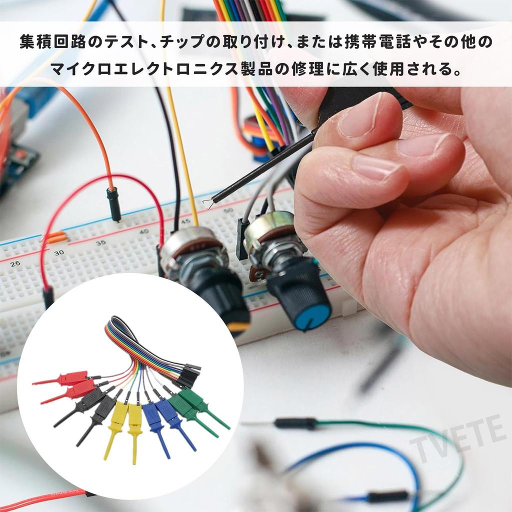 TVETE Tester Leads Mini Grabber Test IC Clips 10 Female Copper Wire Flat Convenient Electronic Test Test Leads with Wire Test Hooks Colorful for Logic