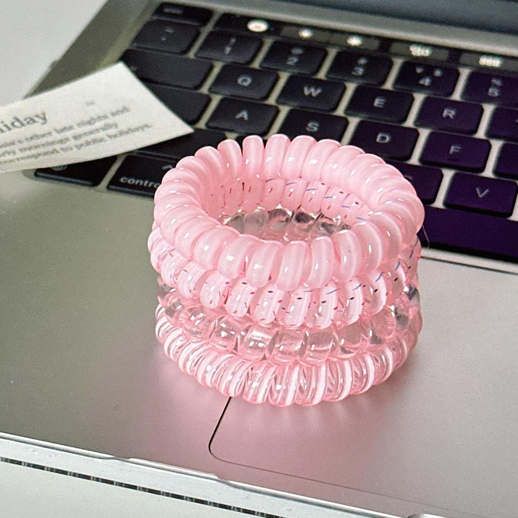 Korean Style Colorful Telephone Cord Hair Tie Set - High-End Elastic Hair Accessories for Women