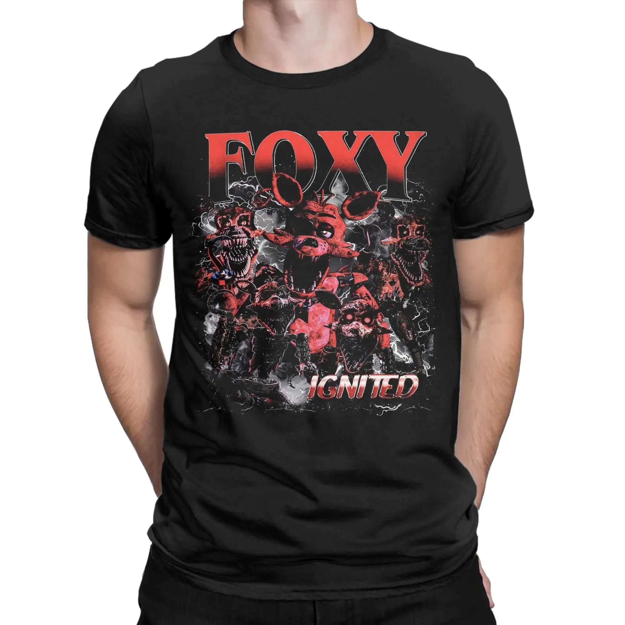 

Men T-Shirt Vintage Five nights FNAF Foxy Novelty Cotton Tee Shirt Short Sleeve T Shirts O Neck Tops Gift Idea XXXXXL чорний