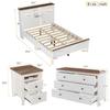 Farmhouse 3-Pieces Bedroom Sets, Full Size Wood Platform Bed with Nightstand and Dressing Table, Full Beds Frame with Double Sl