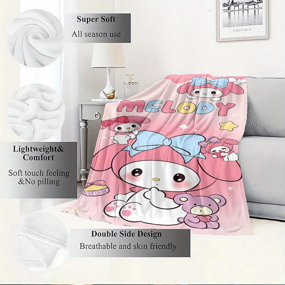 1pc cute cartoon character My Melody plush toy blanket - home decoration, seasonal use, comfortable, machine washable, suitable for all ages