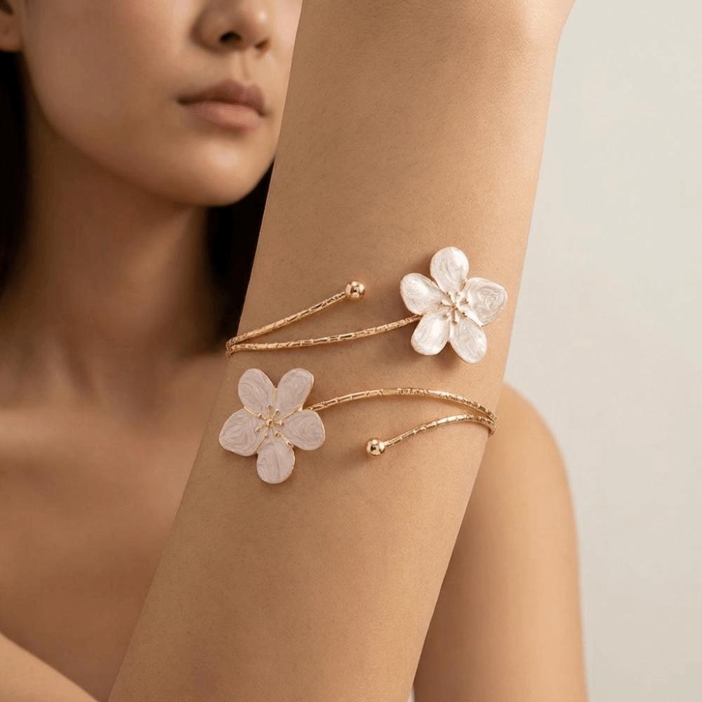 Colorful Open Arm Bangle Drip Oil Armband Fashion Flower Bracelet  Girls