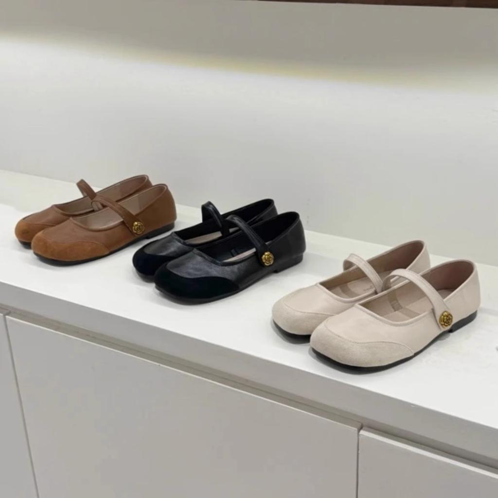 Camellia Small Shoes, New Soft Sole, Mango Head, Versatile Summer Women's Shoes, Beanie Shoes, Round Toe, Slimming Mary Jane Shoes