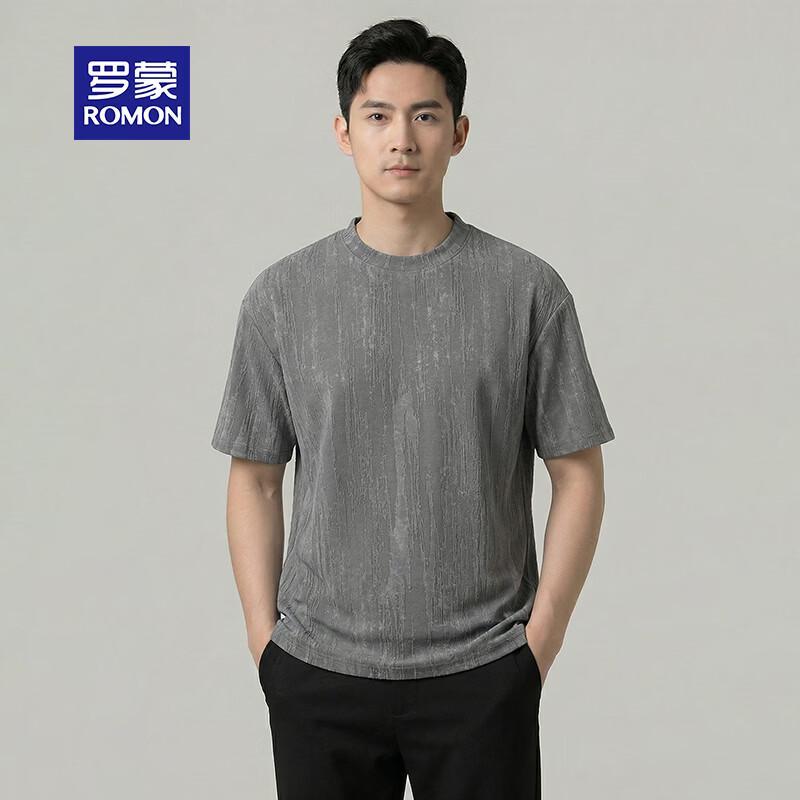 ROMON Men s Jacquard Knit Short Sleeve T-Shirt XXL