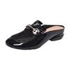 Fashion Soft Leather Mesh Cool Slippers Women 2025 Summer Wear Soft-Soled Sandals Low Heel Thick Heel Fashion Bag Head Half Drag Sandals