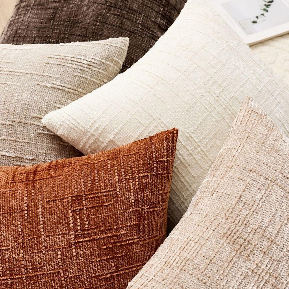 50cm Cushion Cover Japanese Style Bamboo Textured Throw Pillow Case Solid Color Jacquard Sofa Pillowcase Living Room