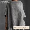 JPNTKY Women's Fashion Casual Solid Color Print 3/4 Sleeves O-Neck  Blouses & Shirts