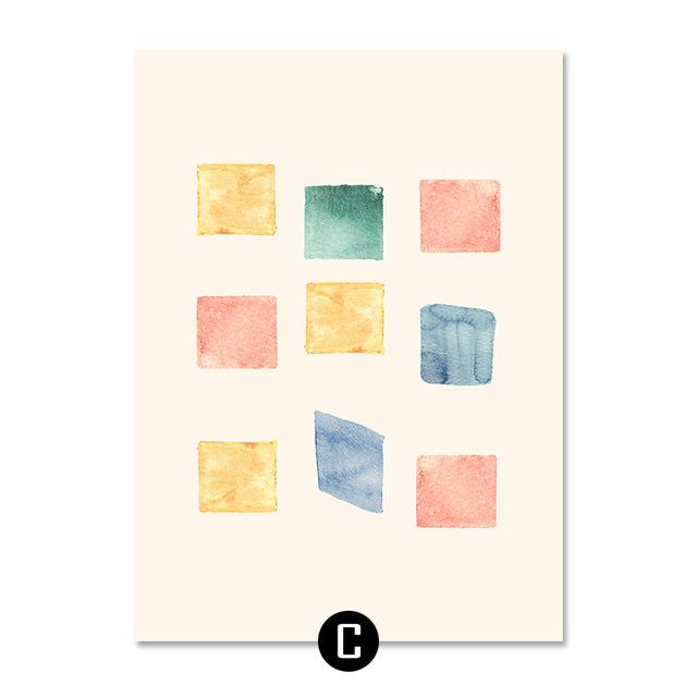 Minimalist Geometric Poster Watercolor Canvas Painting Triangles Rectangle Art Geometric Decor Painting Living Room Home Decor