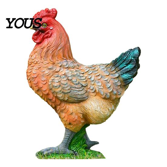 Farmhouse Garden Decoration Chicken Figurine, Lifelike Resin Hen Rooster Statue, Standing Crack-resistant Outdoor Statue Farm Animal Sculpture