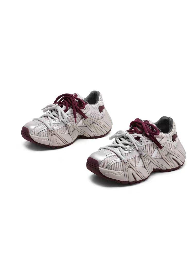 Daddy shoes for women 2025 autumn new retro style fancy straps heightening casual sports shoes breathable running shoes for women