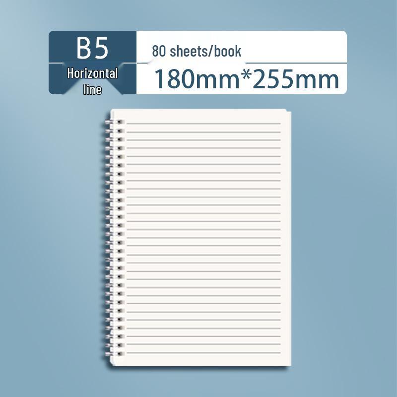 Spiral Notebook Set: Includes A4 Lined, Blank English, A5 Thick, and B5 Notebooks for Office Use.