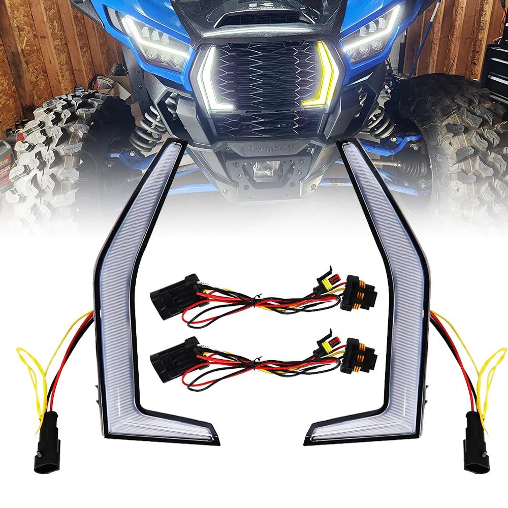 Front LED Grille Accent Lights Fang Light for Kawasaki Teryx KRX 1000 2020-2025 Trail Special 2025-2025 UTV ATV Turn Signal